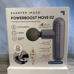 Sharper Image Powerboost Move 02-DEEP Tissue Percussion Massage Gun-periwinkle. Fixed Price $44.99.