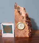 Charles Elkan Timeless Treasures Oregon Bird's-eye Maple Burl Mini Quartz Clock. Fixed Price $28.00.