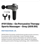 Ekko Go Cordless Percussive Therapy Sports Mini Travel Massager W/ Case. Fixed Price $65.00.