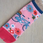 New Karma Ankle Socks Pink Blue Bicycle One Size Old Stock Discontinued Retired. Fixed Price $15.99.