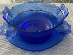 Smith Cobalt Glass Mt. Pleasant Shield Mayonnaise Bowl And Underplate G-223. Fixed Price $35.00.