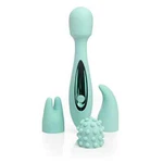 Jimmyjane Canna Massage Wand With Attachments, Teal, Rechargable. Fixed Price $40.00.