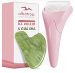 Albatross Ice Roller & Gua Sha Facial Tool Set, Plastic Stone, Pink Green. Fixed Price $12.93.