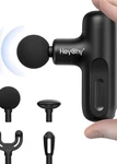 Heychy Cute X1 Mini Handheld Percussion Massage Gun, 4 Heads, Black. Fixed Price $49.00.