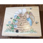 Stamps Happen Inc. Bumble Bee Keeper Honey Comb Angel Wooden Rubber. Fixed Price $5.00.
