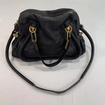 Chloe Paraty Medium Satchel Bag Black Leather Gold Authentic Quiet Luxury. Fixed Price $448.20.