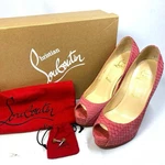 Christian Louboutin Pink Water Snake Nubuck Open Toe High Heels Women's EU36/US6. Fixed Price $223.99.