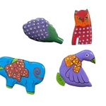 Vintage Hand Painted Wooden Napkin Rings Colorful Animal Lot Of 4 Folk Art. Fixed Price $19.95.