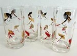 Rare Set Of 4 Harry Meth Painted Fishing Lure 5.5 Barware Glasses Mcm O1. Fixed Price $99.95.