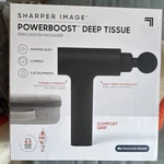 Sharper Image Powerboost Deep Tissue Massage Gun, Cordless, 6 Speeds. Fixed Price $45.00.