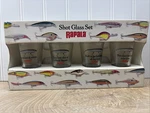 Rapala Fishing Lure Shot Glass Set Of 4 Each W/ Different Message New Old Stock. Fixed Price $29.95.