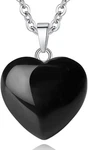 Qinjiejie Black Obsidian Crystal Necklace Heart Love Real Reiki Energy F. Fixed Price $21.63.