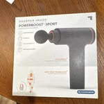 Sharper Image Powerboost Sport Massage Gun, Multispeed, Cordless, 3 Attachments. Fixed Price $35.00.