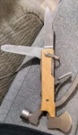 Kikkerland Hiker's Multi-tool Wood Handle Knife Axe Hammer Saw, Stainless Steel. Fixed Price $35.00.