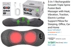 3-IN-1 Rechargeable Smooth Back Massager With Heat, Vibration, Traction,. Fixed Price $60.00.