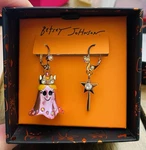 New Betsey Johnson Pink Ghost Princess Fairy Wand Mismatched Earrings Halloween. Fixed Price $29.99.