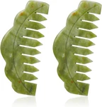 Geiserailie 2 Pcs Jade Combs Massage Stone Hair Gua Sha Scraping Scalp Comb.... Fixed Price $11.94.