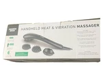 Sharper Image Handheld Heat & Vibration Ergonomic Massager With 3 Attachments. Fixed Price $22.37.