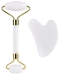 White Quartz Jade Face Roller Massager Set Stone Facial Body Gua Sha Lift Tool. Fixed Price $11.99.