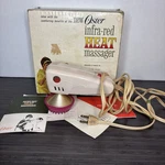 Vintage Oster Model 214 Vibra-massage Infra Red Heat Massager Box Manual Tested. Fixed Price $22.99.