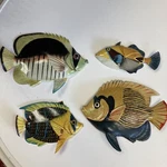 Lot Of 4 Cit Collection Hand Painted Wall Decor Tropical Fish Large 11 Small 8. Fixed Price $39.00.