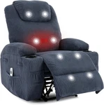 Heated Electric Recliner Chair, 135 Adjustable Corduroy Massage Blue. Fixed Price $248.31.