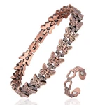 Fashtour Copper Bracelet And Ring Set For Women, 99.99% Pure One Size,. Fixed Price $33.99.