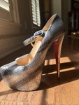 Christian Louboutin Lady Daf 160 Water Snake Saba Metallic Size 38.5 Us 7.5. Fixed Price $345.00.