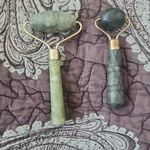 Jade Facial Massage Roller Stone Set Natural Green Dark For Face. Fixed Price $40.00.