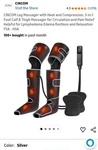 Cincom Air Compression Leg Massager With Heat, Black, CM-067A. Fixed Price $45.00.