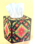 Craftways Bright Morning Tissue Box Cover Plastic Canvas Kit 270039 Boho. Fixed Price $13.99.