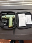 Bluzen Mini Percussion Massager With Carrying Case Green, 4 Heads. Fixed Price $29.99.