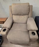 Recliner Chair With Remote Control Massage, Cup Holders, Grey, Good Condition. Fixed Price $150.00.