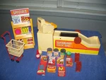 Supermarket Check Out 20 Piece Play Set By Sears Roebuck - Complete In Box. Fixed Price $55.25.