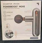 Massagesharper Image Powerboost Move Gun, 4 Heads, Cordless, Gray/orange. Fixed Price $50.00.