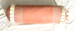 Apricot Peach Neck Roll Bolster Pillow Embroidery & Ruffle Trim. Fixed Price $14.95.