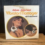 Vintage Sears Deluxe Vibrator Massager Deep Heat W/ 6 Attachments (1 Cracked). Fixed Price $24.95.