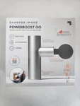 Sharper Image Powerboost Go Massage Gun Percussion, 4 Heads, Cordless, Silver/b. Fixed Price $100.00.