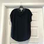 Pure Energy Women Size X Blouse Top Black Sheer V-neck Short Sleeve Career. Fixed Price $13.55.