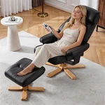 Heated Massage Swivel Recliner Chair With Ottoman, Leather, Vibration, Usb,. Fixed Price $288.14.