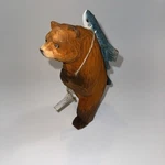 Bear With Fish On The Back Wooden Figurine 7. Fixed Price $25.00.