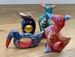 Vtg Lot Of 4 Hand Carved/painted Wooden Bird Napkin Rings Holders Bali Colorful. Fixed Price $15.00.