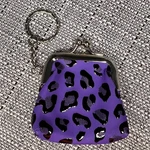 Mini Kiss Lock Coin Purse Keychain Purple Leopard Print Bag Charm Women Y2K Vibe. Fixed Price $12.99.