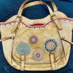 Desigual Siara Rotterdam Light Brown Faux Leather Bag Embroidered Mandalas. Fixed Price $24.00.