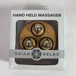 Gaiam Relax Hand Held Massager Wood Roller Muscle Tension Stress - Nib. Fixed Price $8.46.