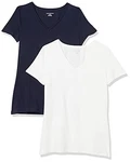 Amazon Essentials Women's Regular-fit V-neck T-shirt Xxl Navy/white. Fixed Price $26.99.