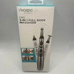 Vivaspa Ems 3-IN-1 Cordless Handheld Massager Silver, Heads, Portable. Fixed Price $10.19.