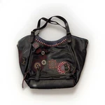 Desigual Dark Brown Embroidered Floral Butterfly Shoulder Bag Detachable Strap. Fixed Price $74.00.
