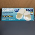 Vintage Conair Foot Vibes Massaging Slippers Large Unisex Fleece Lined Suede Nib. Fixed Price $28.99.