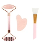 3 In 1 Rose Quartz Roller Gua Sha Mask Brush Set Facial Massager Health Care New. Fixed Price $47.04.